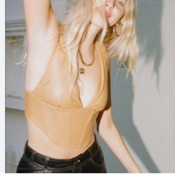 Zara - Corsetry faux leather top caramel - Picture 2 of 9